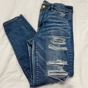 Women’s American Eagle Size 8 Short Ripped Jeans | High Rise Skinny